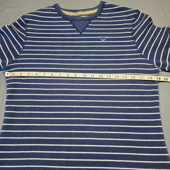Ditch Plains Blue Shirt Striped Thermal Waffle Knit Long Sleeves Top Mens Size M - Picture 7 of 10